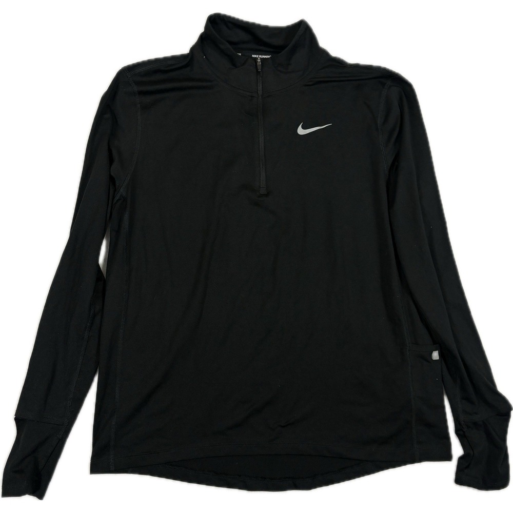 Nike Dri-Fit Women's XL Running Athletic Jacket Black Quarter Zip Long Sleeve